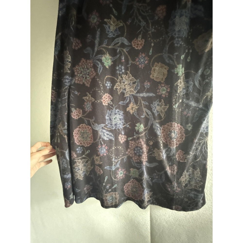 Soft Surroundings Skirt Womens XL Black Floral Velvet A-Line Stretch Long USA - Picture 11 of 12